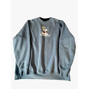 Vtg 90s M&C Sportswear Polar Bear Snow Happens Crew Sweatshirt Womens XL Blue